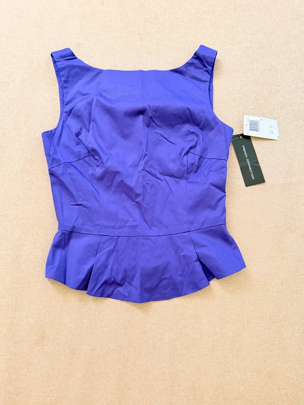 French Connection Sleeveless Purple Peplum Top size 2